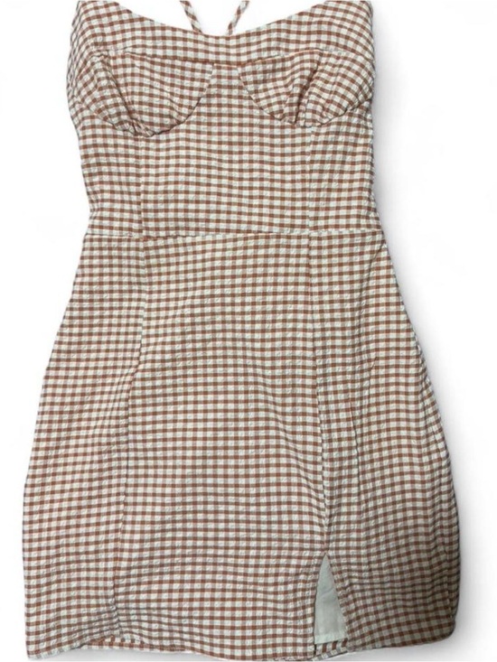 American Threads Dresses & Skirts - American Threads Dark Mauve and White Gingham Bustier Dress